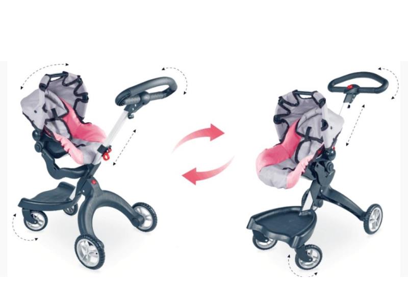 2-in-1 Toy Doll Stroller With Front Wheel Universal Adjustable Handle Puppet Play Stroller
