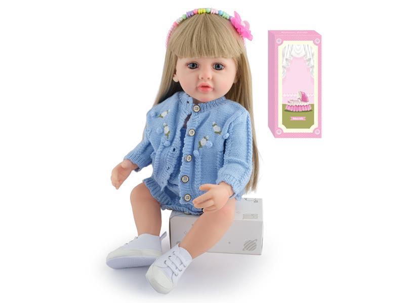 55Cm Simulation Soft Plastic Doll (Wig Cover) With Bottle+ Magnetic Pacifier+Diaper+Birth Card