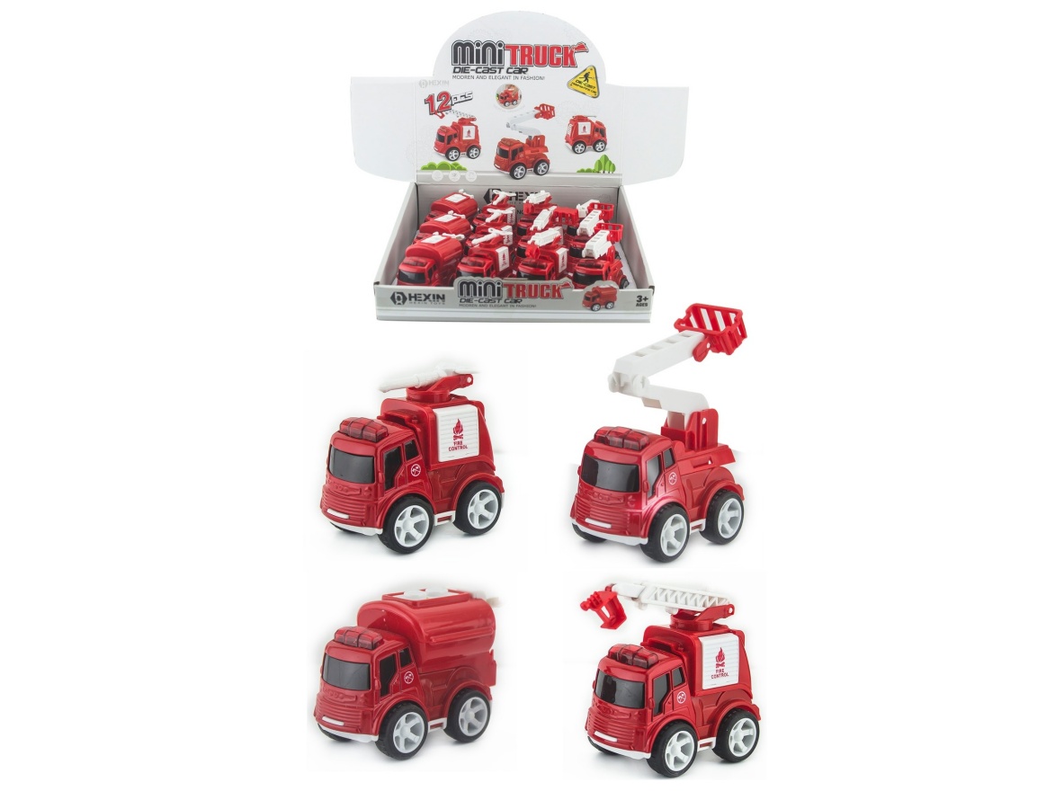 Alloy Inertia Fire Truck 12Pcs