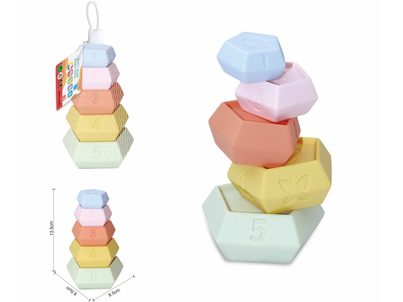 Soft Plastic Five-Layer Pentagonal Stacking Toy 5pcs