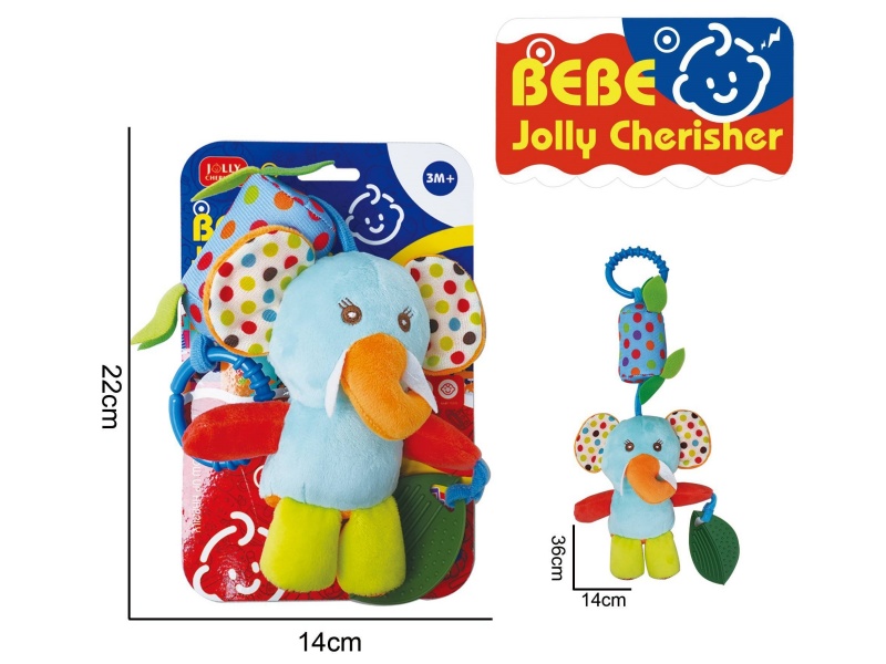 Baby Educational Plush Soothing Toy, Little Elephant Bed-Hanging Wind Chime