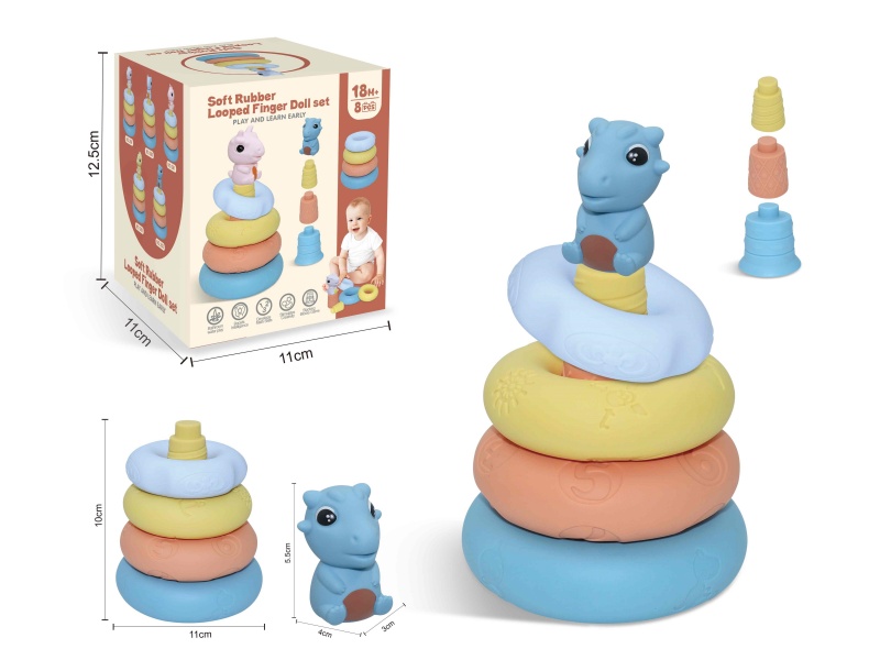 Soft Rubber Stacking Ring Finger Doll Set(Dinosaur) 8PCS