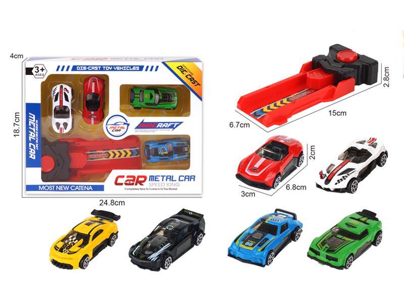 4Pcs Alloy Sports Car+Catapult