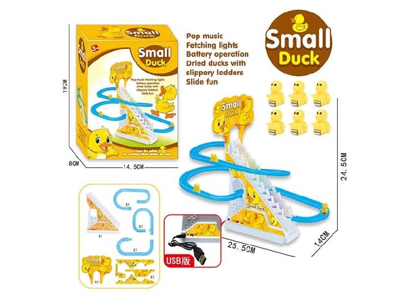 Yellow Baby Duck Climbing Stairs