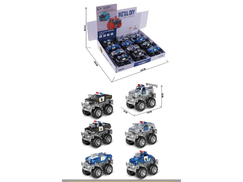Alloy Recoil Police Car (12Pcs)