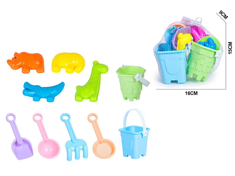 Beach Bucket Animal Sand Mold Set 10pcs