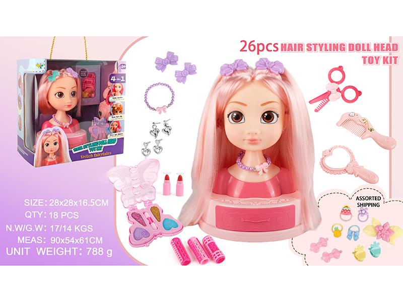 26pcs Hair Styling Doll Head Toy Kit