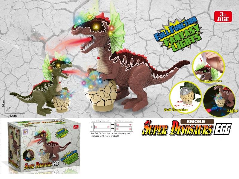 Electric Egg-Carrying Chicken Crown Dragon, With Spray Function, Light And Music, Tail Swing, Universal Walking (Two-Color Mixed Package) (Spray Model).