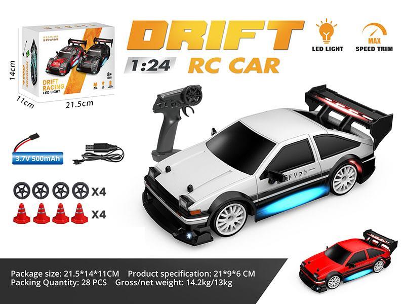 1:24 Semi-Scale Drift Car Ae86 Remote Control Car - Red/White
