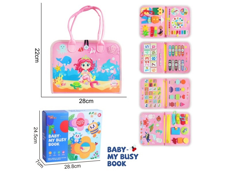 Montessori Early Childhood Education And Intelligence Development - Pink Felt 5-Page Beauty Page Busy Board