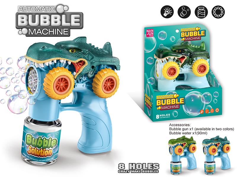 8 Holes Dinosaur Car Bubble Gun With Lights(1*90ML Bubble Water)