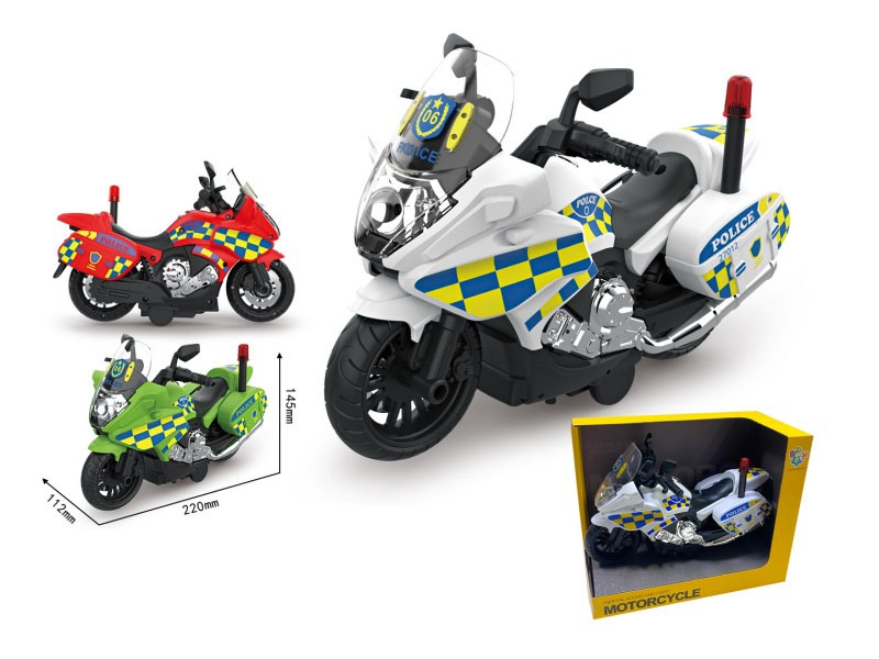 Inertial Sound And Light Police Motorcycle In 3 Colors (3 Lr44 Buttons With Power Included)