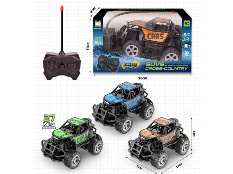 1:43 Four-Way Off-Road Black Climbing Vehicle (Orange/Blue/Green Mixed Color, No Battery Included)
