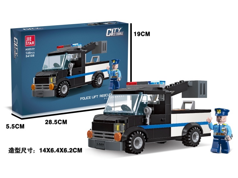 Building Blocks: 148 PCS Of Police Lift Rescue Vehicle