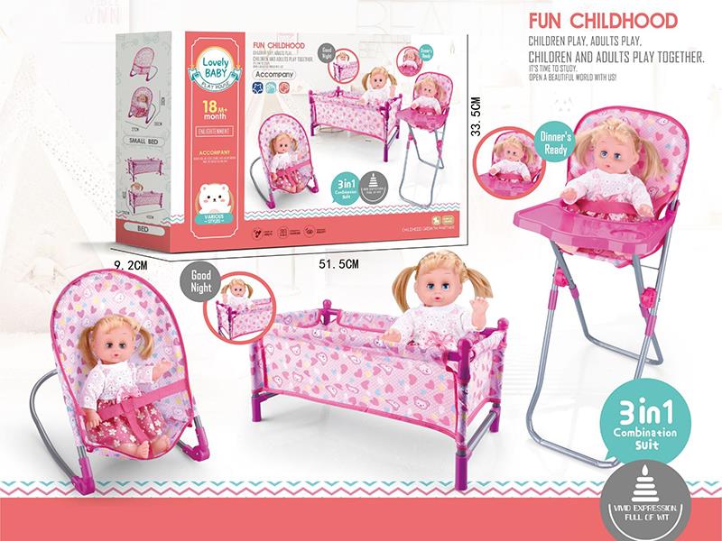 3 In 1 Combination Set + 14" Baby Doll With IC