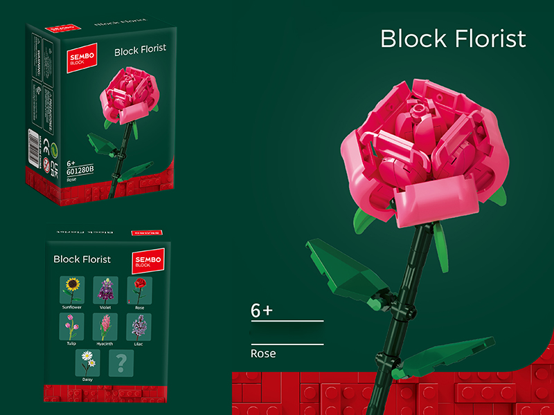 Rose Building Block Flower Ornament 95PCS