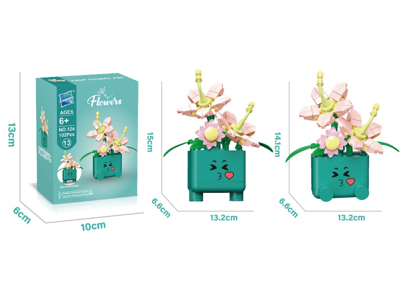 102 Pieces Of Kangnai Lian Flower Pot Building Blocks