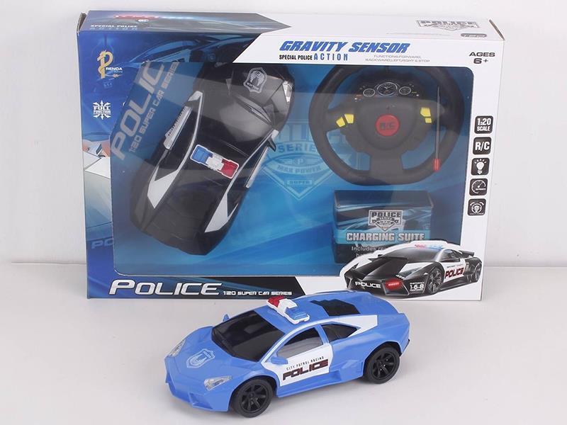 (Rechargeable Version)1:20 4CH Gravity Sensing Remote Control Police Car