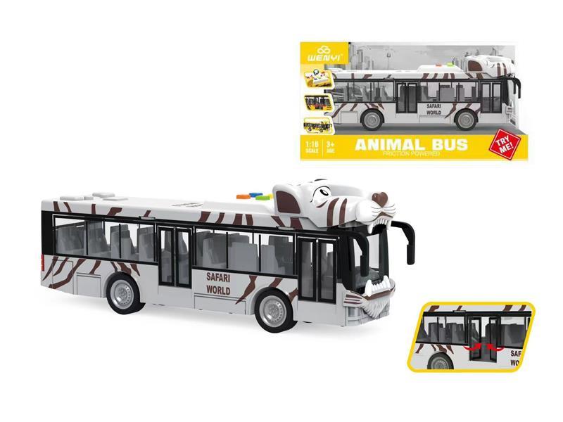 1:16 Friction Tiger Head Bus With Light And Music