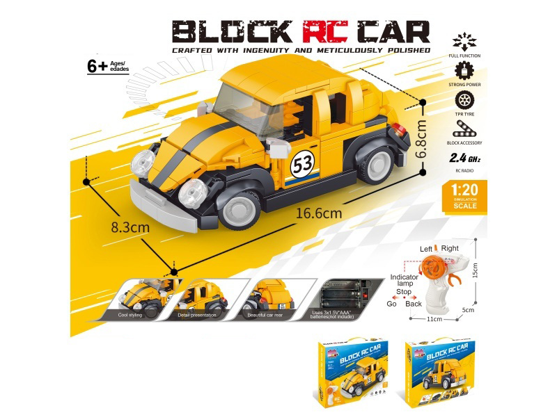 1:20 Building block remote control car - Simulated Beetle (Particle count: 280 pieces) without power included