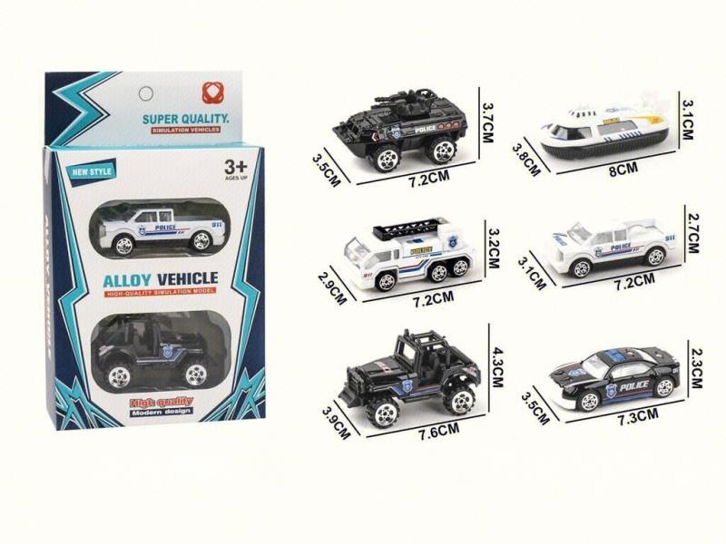 2 Pieces Of Sliding Police Car Alloy Vehicle