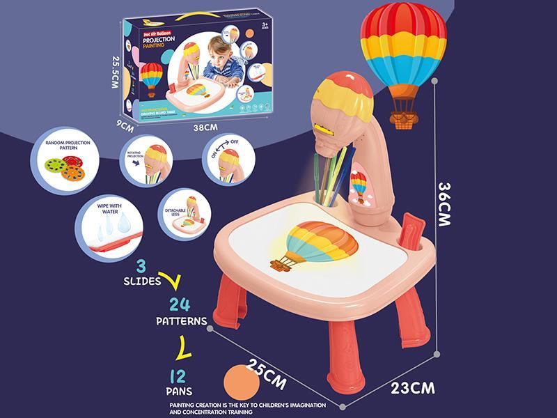 Hot Air Balloon  Projection Painting Table (Pink ,Music)