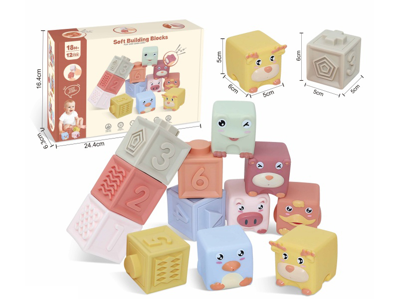 Animal & Numbers Soft Building Blocks 12pcs