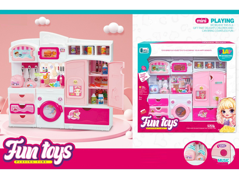 Cartoon Cabinet Rice Cooker + Faucet + Refrigerator