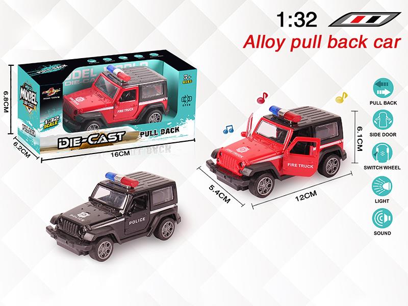 1:32 Wrangler Alloy Open Doors Pull Back Police Car With Light And Music