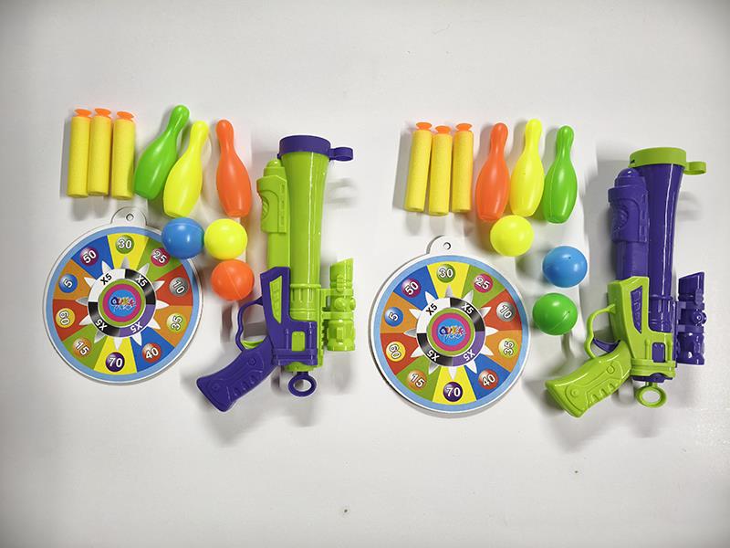 EVA Bullet & Ping Pong Ball Gun With Bowling Toy, Target