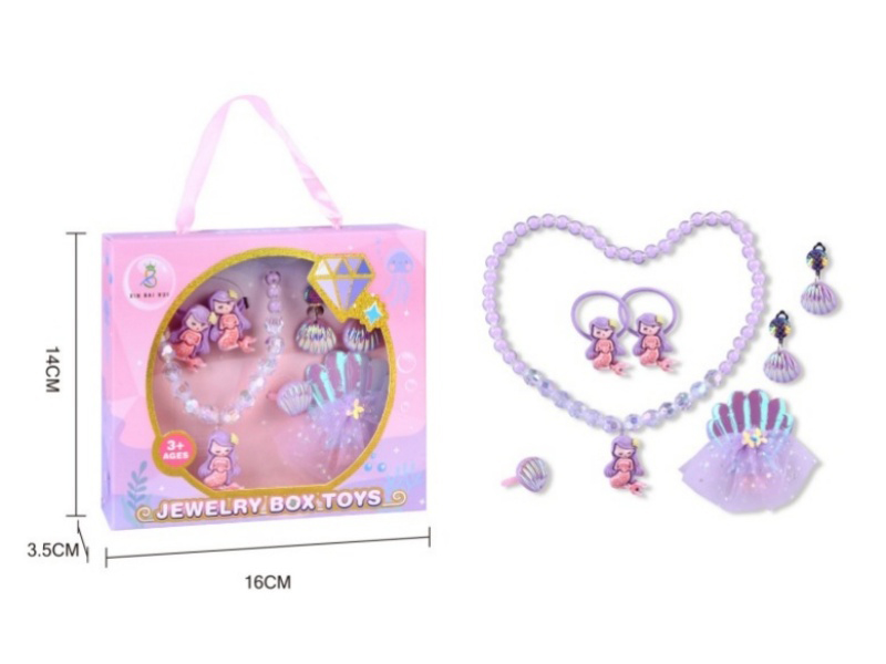 Girls' Accessories - Necklace + Bracelet + Ring + Ear Clips + Hair Clip Gift Box Set