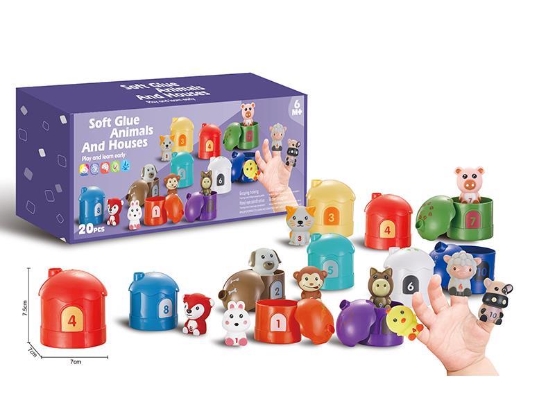 Soft Glue Animals And Houses 20pcs