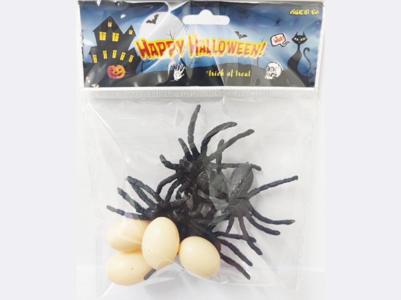 Halloween Easter Medium Black Spider + Small Eggs, Medium Spider 4Pcs Small Eggs 4Pcs