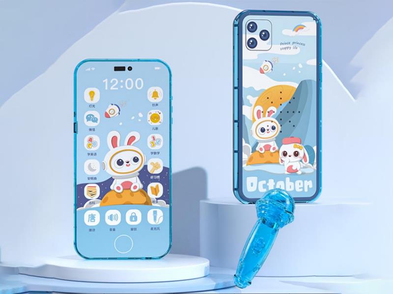 Touch Mobile Phone(Transparent ,With Light)Blue