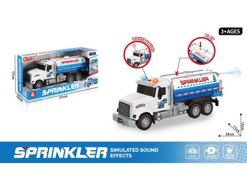1:16 Sound And Light Inertial Water Sprinkler Truck (Package 3*Ag13)