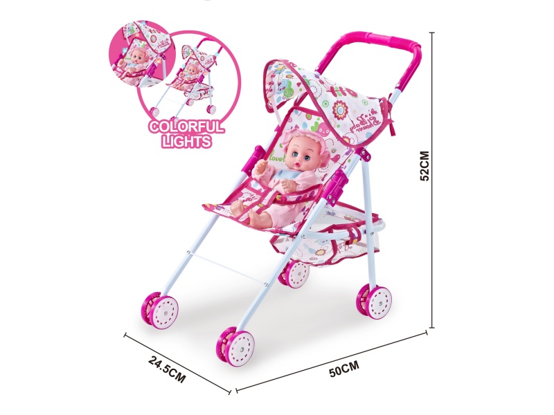 A Colorful Light Iron Trolley With A 12-Inch Empty Music Doll