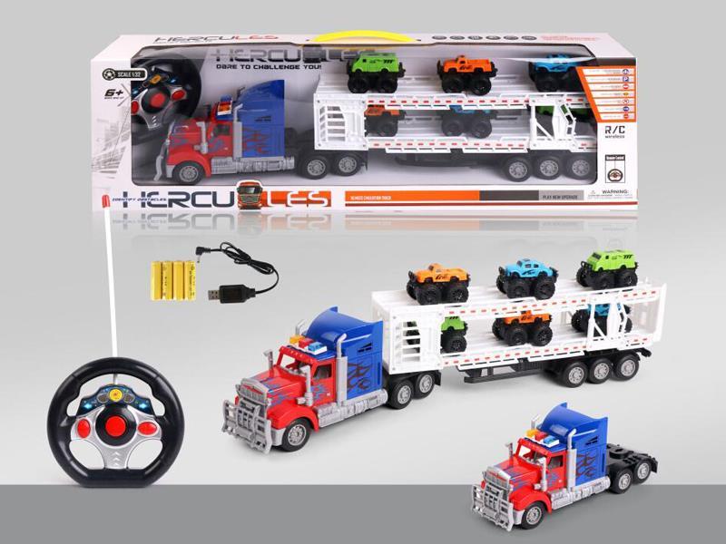 4CH R/C Double Decker Trailer+6 Slide Vehicles With Lights