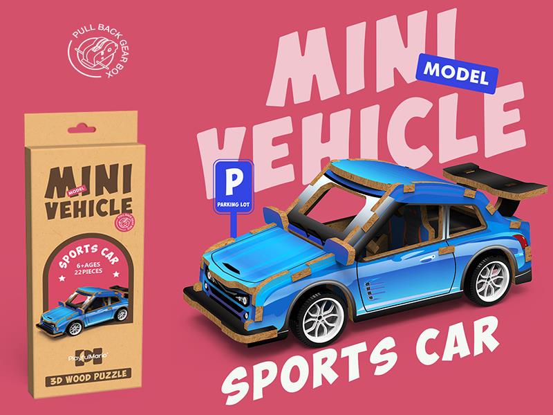 Mini Wooden 3D Puzzle - Sports Car