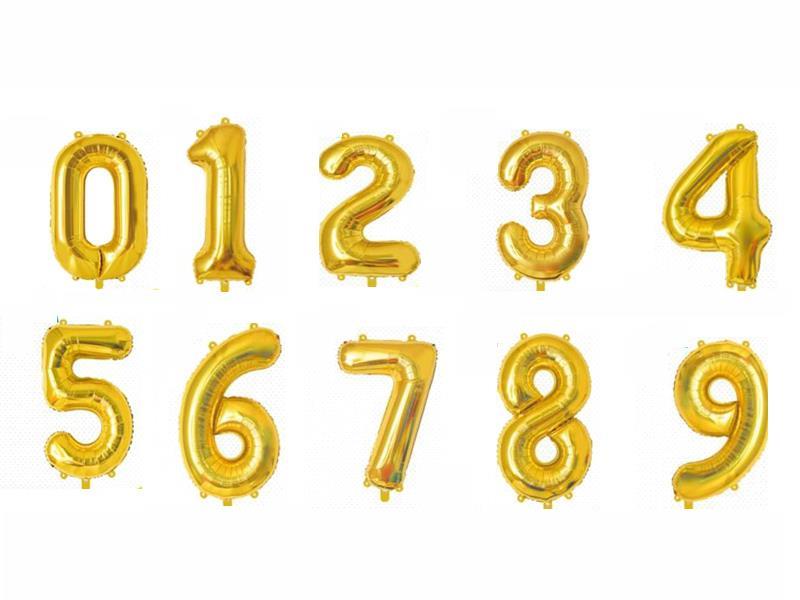 16-Inch Independently Packaged "0-9" Balloons With Digital Letters