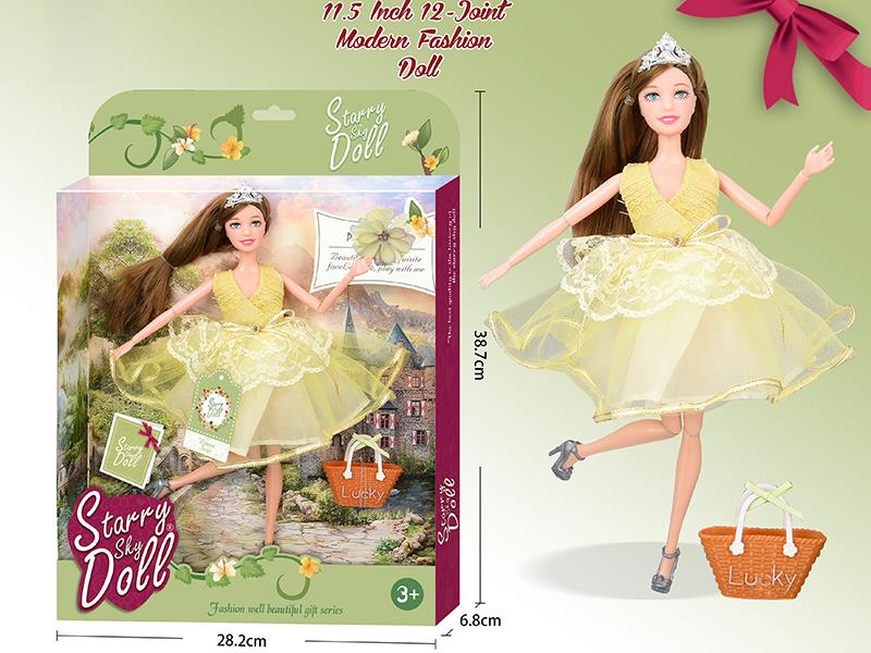 11.5 Inch 12-Joint Modern Fashion Doll With Handbag, Crown, Wish Card