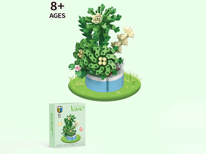 Green Cashmere Mage Building Block Flower Potted Plant Series 444PCS