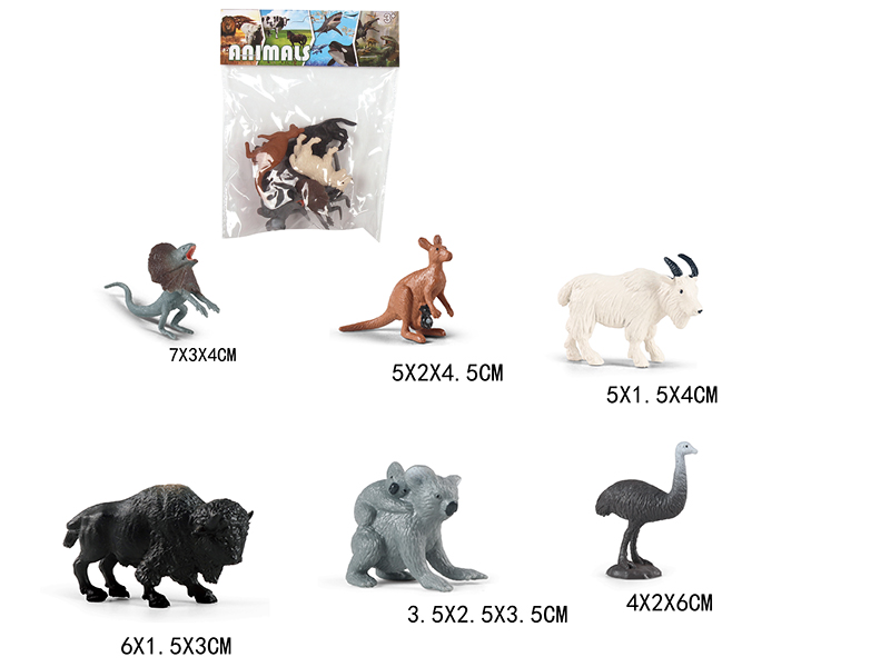 Solid Mini Wild Animal Set 6pcs