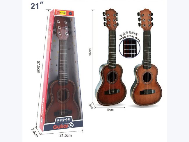 21-Inch 6-String Simulated Wood Grain Guitar In 2-Color Mixed Set. True String Wire