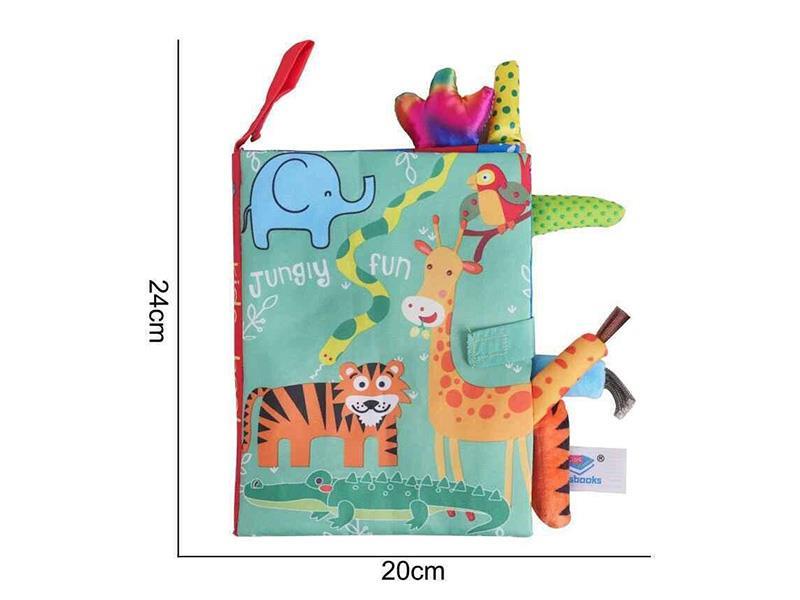 Plush Toy With Tail Cloth Book - Jungle Wild Animals
