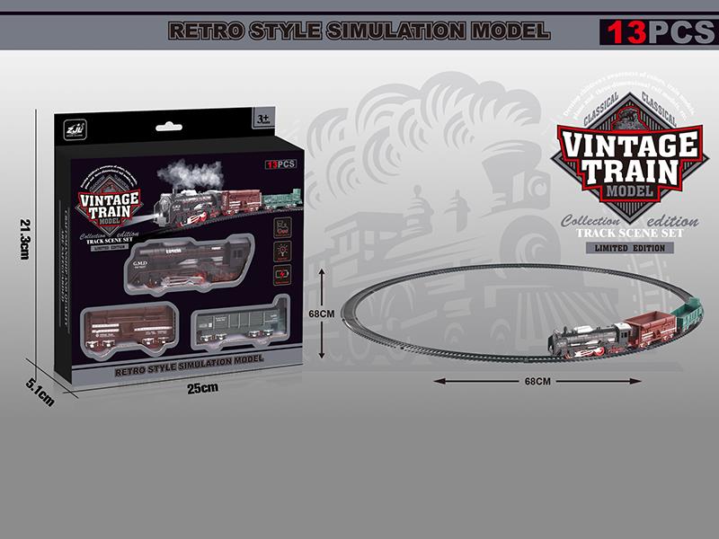B/O Retro Rail Train(Lights)13pcs
