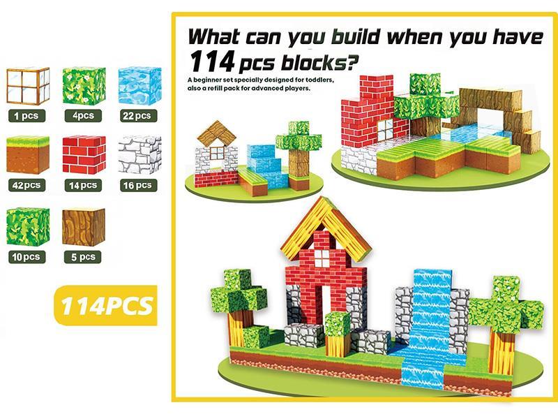 Magnetic Building Blocks 114pcs + 3 Dolls