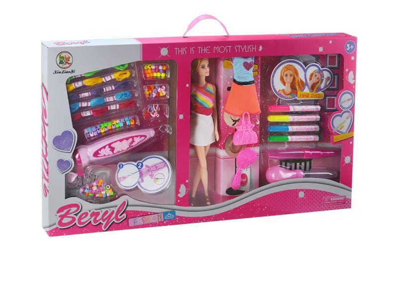 11.5-Inch Belle Real Body Doll Diy Hair Dyeing And Beading Set