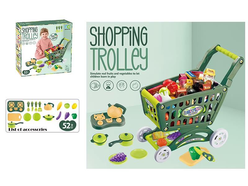 57CM Large Shopping Cart With Tableware Set