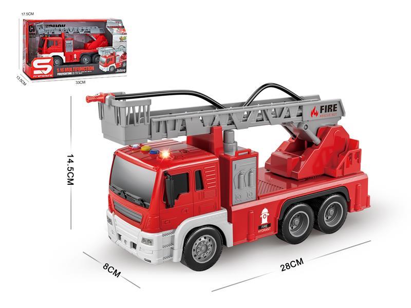 1:16 Friction Ladder Fire Truck With Light, Music And Water Spray