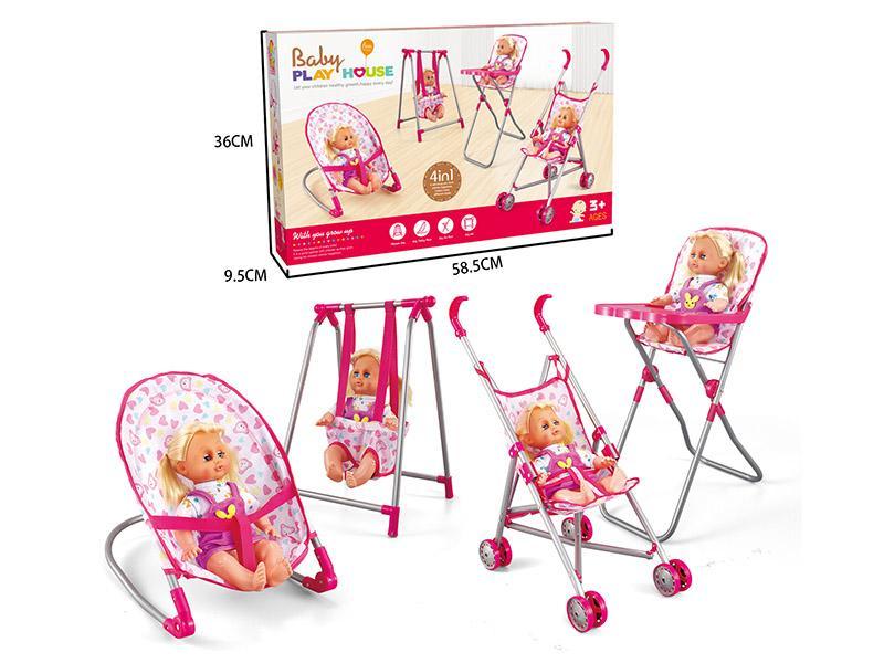 Combine Four Pieces (iron car, swing, dining chair, rocking chair) +14